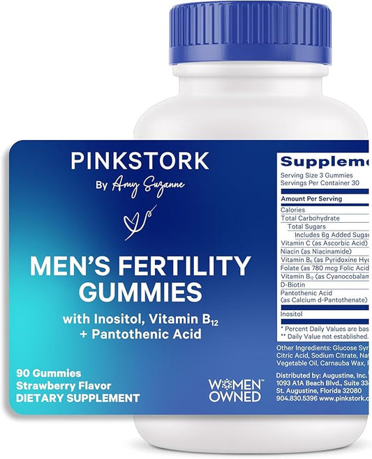 Blue Stork Fertility Supplement Gummies for Men - Male Prenatal Vitamins, Conception Support for Him - Reproductive Health, Hormonal Balance & Motility - 90 Count
