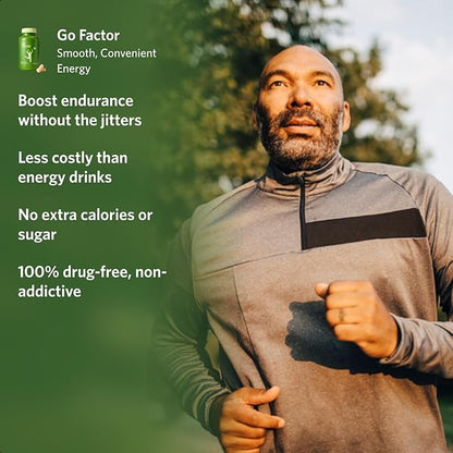 Go Factor Energy Supplement with Vitamin B Complex & Taurine | Natural, Fast Acting, Non-Habit Forming | Enhances Alertness, Boosts Energy, Supports Muscular Efficiency, Aids Recovery - 60 Capsules