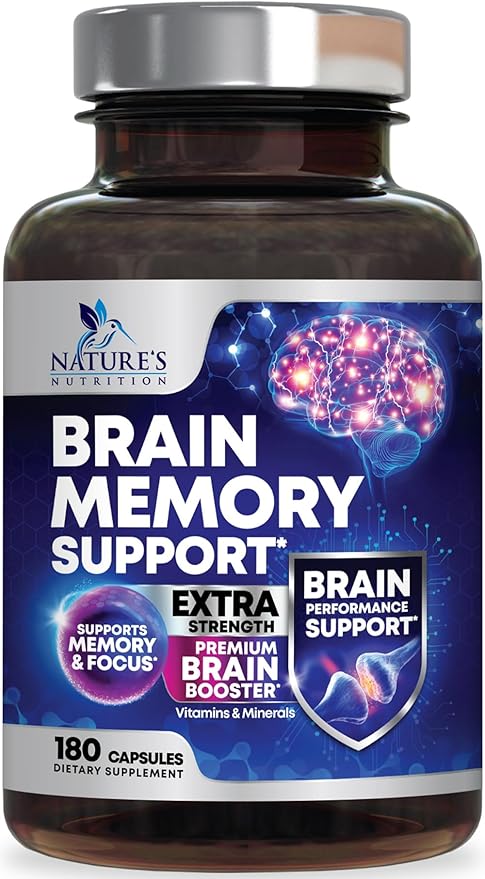 Brain Supplements for Memory and Focus - 40 Nootropics & Vitamins to Support Mental Alertness, Clarity & Concentration, Brain Health Cognitive Memory Pills, B6, B12, Phosphatidylserine - 180 Capsules
