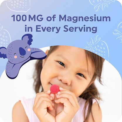Magnesium Calming Gummies for Children | Strawberry | Relaxation & Natural Wake-Sleep Cycles | Relaxing Magnesium for Kids with Chamomile & Lemon Balm | Non-GMO, Gluten-Free | Calm Gummies 60ct
