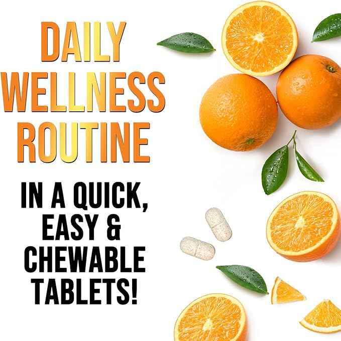 Vitamin C 1000mg Supplement - Extra Strength Chewable Immune Support Vitamin C Dietary Supplement with Rose HIPS, Nature's VitaminC Antioxidant Support, Natural, Vegan, Orange Flavor - 60 Tablets