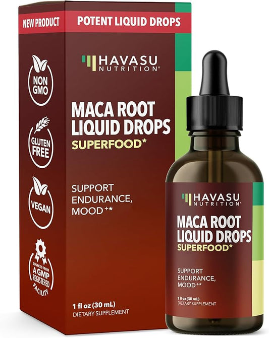 Organic Maca Root Liquid Drops - Supports Hormone Balance, Mood, and Energy in Women and Men - Lepidium Meyenii to Support Performance and Vitality - Non-GMO, Vegan, Unflavored - 60 Servings