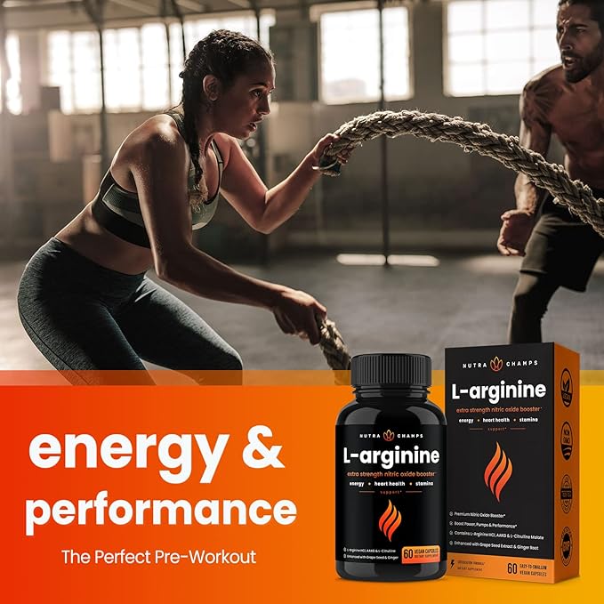 NutraChamps L-Arginine Capsules and Nitric Charge Capsules 2 Pack Bundle