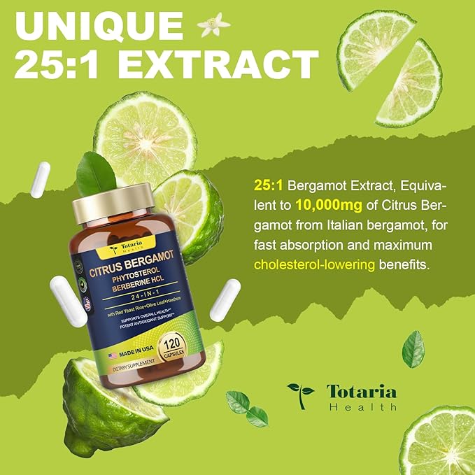 2 Packs Citrus Bergamot Capsules for Healthy Cholesterol - 1566mg Per Serving Bergamot Supplements 25:1 Extract from Italy Bergamot for Heart, Immune Support, Antioxidant