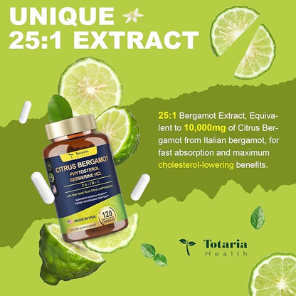 2 Packs Citrus Bergamot Capsules for Healthy Cholesterol - 1566mg Per Serving Bergamot Supplements 25:1 Extract from Italy Bergamot for Heart, Immune Support, Antioxidant