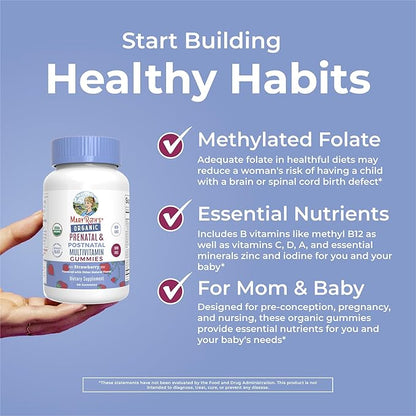 MaryRuth Organics Prenatal Vitamins for Women | USDA Organic Prenatal Gummies | Postnatal Vitamins for Women Breastfeeding | Methylfolate 800 mcg DFE | Iodine | Vegan | Non GMO | 30 Servings