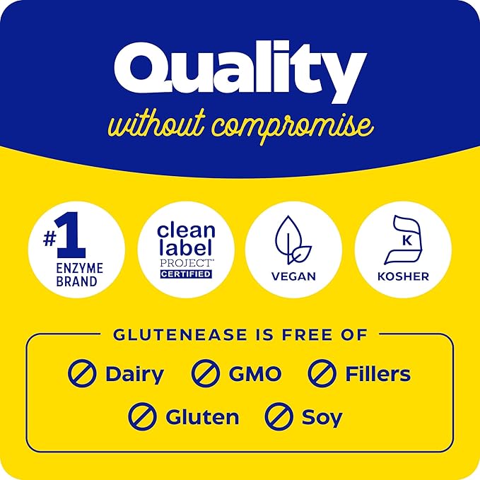 Enzymedica GlutenEase, Digestive Enzymes for Food Intolerance, Support for Hidden Gluten & Cross-Contamination, Offers Fast Acting Gas & Bloating Relief, 60 Count (FFP)