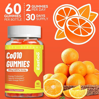 CoQ10 Gummies 200mg, Vegan Supplement for Energy Production, Non-GMO, Gluten Free (120 Gummies)