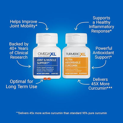 OmegaXL Powerful Joint and Muscle Support Supplement (60 Count) & TurmericXL (30 Count)