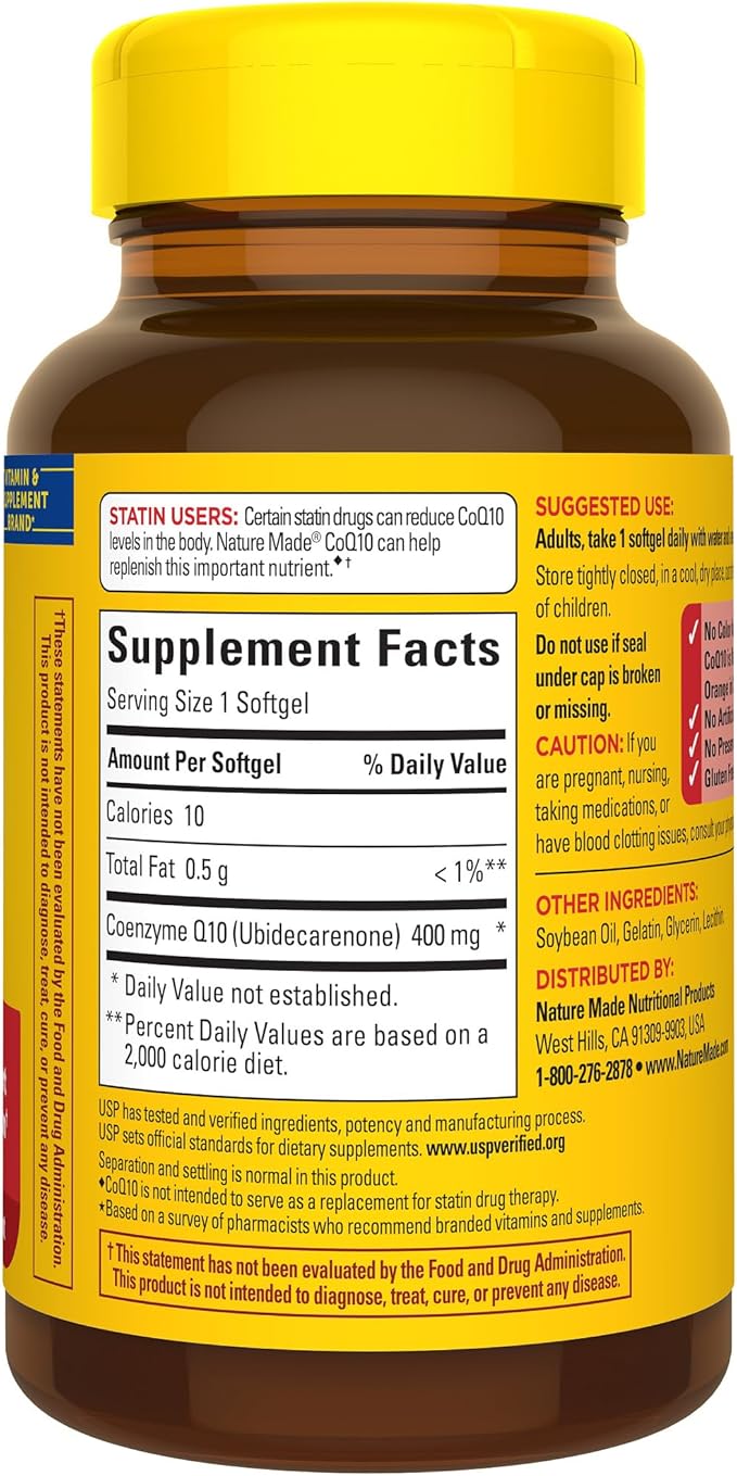 Nature Made CoQ10 400mg, Dietary Supplement for Heart Health Support, 40 Softgels, 40 Day Supply