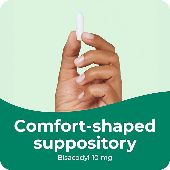 Dulcolax Stimulant Laxative Medicated Suppositories, Predictable & Effective Constipation Relief, Bisacodyl 10 mg, 4 Count