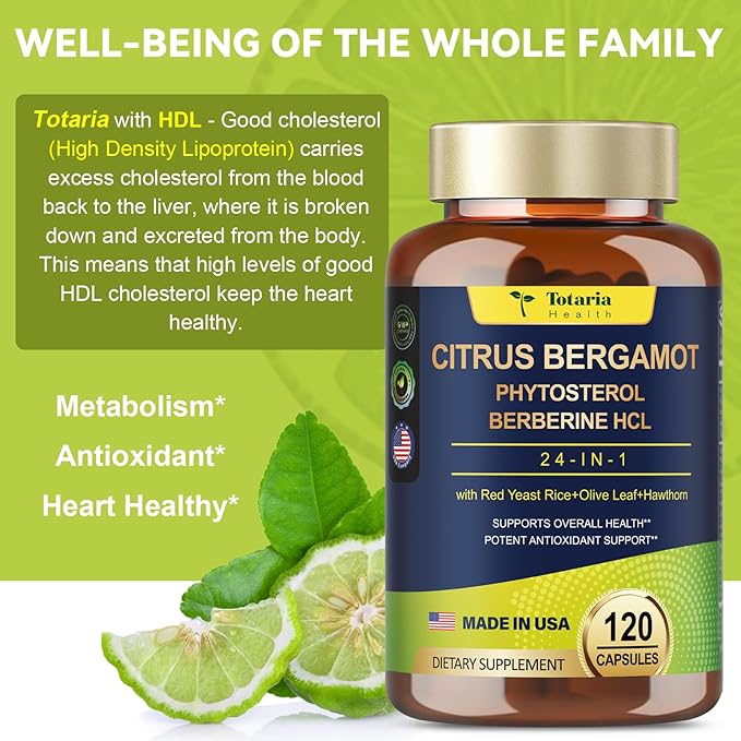 2 Packs Citrus Bergamot Capsules for Healthy Cholesterol - 1566mg Per Serving Bergamot Supplements 25:1 Extract from Italy Bergamot for Heart, Immune Support, Antioxidant