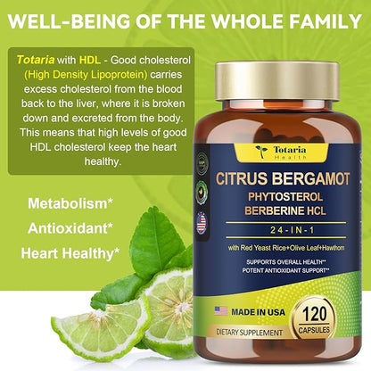 2 Packs Citrus Bergamot Capsules for Healthy Cholesterol - 1566mg Per Serving Bergamot Supplements 25:1 Extract from Italy Bergamot for Heart, Immune Support, Antioxidant