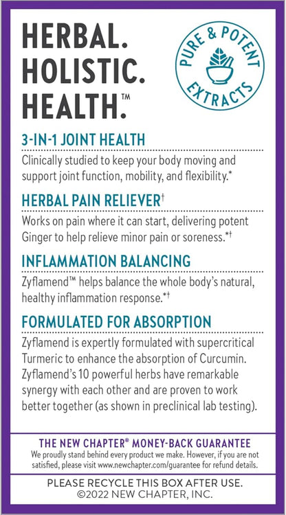 New Chapter Zyflamend™ Multi-Herbal Pain Reliever+ Joint Supplement, 10-in-1 Superfood Blend with Ginger & Turmeric for Healthy Inflammation Response & Herbal Pain Relief+, 60 Count