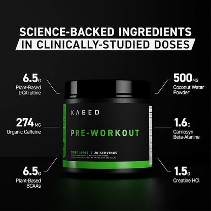 Kaged Original Pre-Workout Powder, Fruit Punch, Pre Formulated with Creatine, Beta Alanine, Pure Caffeine, 20 Servings