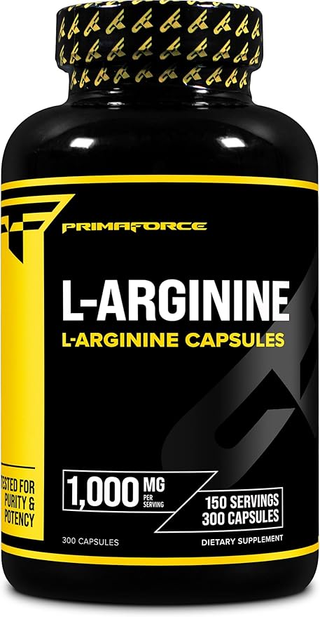 Primaforce L-Arginine (300 Capsules, 150 Servings / 1,000 mg L-Arginine Per Serving) | Extra Strength Amino Acid Supplement for Men and Women - Gluten Free, Non-GMO