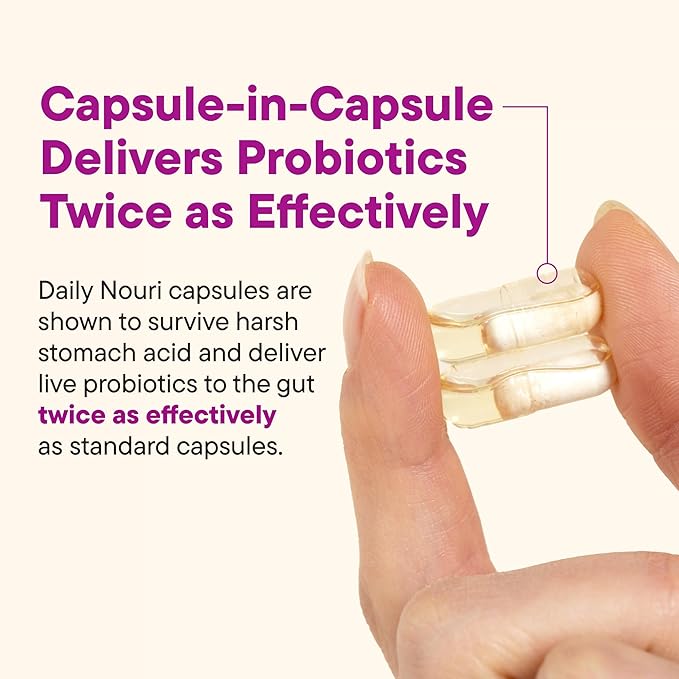 Daily Nouri Hormone Balance Probiotic for Women | Capsules for PCOS, Vaginal pH, Yeast Balance, Skin Health, Digestion & Immunity | 7 Probiotic Strains & Vegan Ahiflower Omega Oil | 30-Day Supply