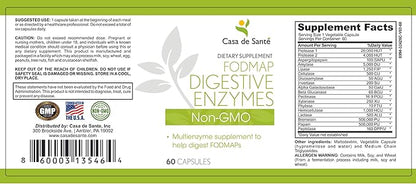 FODMAP Digestive Enzymes Certified| No High FODMAP inulin| FODMAP Keto Carnivore Intolerance Support| 18 Multi Enzyme Amylase Bromelain Lipase Lactase Protease Papain Alpha galactosidase & More No GMO
