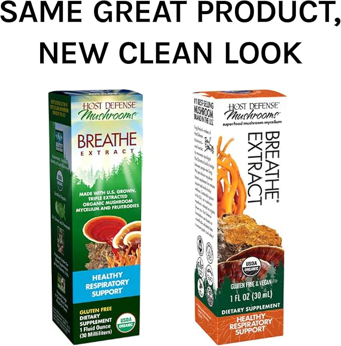 Host Defense Breathe* Extract - Immune & Respiratory Support Mushroom Liquid Supplement - Herbal Lung Health Supplement with Chaga, Reishi & Cordyceps - 1 fl oz (30 Servings)*