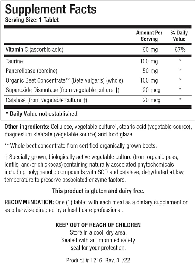 Biotics Research Beta-TCP™ - Digestive Enzymes For Women & Men -Enzymes for Digestion Supports Liver Function, Normal Bile Flow, Healthy Cholestrol, With Betaine & Organic Beet Concentrate 180 Tablets