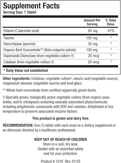 Biotics Research Beta-TCP™ - Digestive Enzymes For Women & Men -Enzymes for Digestion Supports Liver Function, Normal Bile Flow, Healthy Cholestrol, With Betaine & Organic Beet Concentrate 180 Tablets