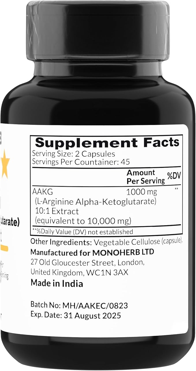 AAKG - L-Arginine Alpha-Ketoglutarate - 1000 mg - 90 Vegetarian Capsules