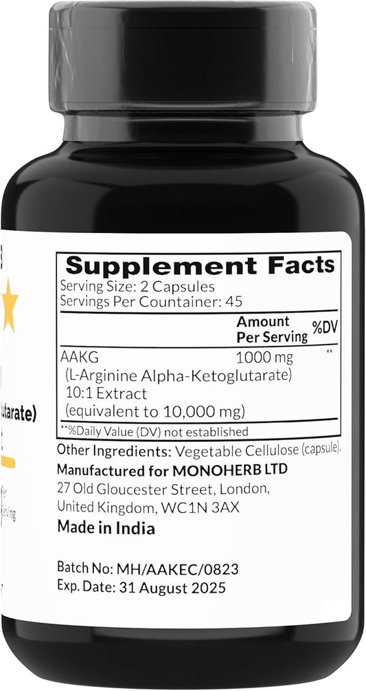 AAKG - L-Arginine Alpha-Ketoglutarate - 1000 mg - 90 Vegetarian Capsules