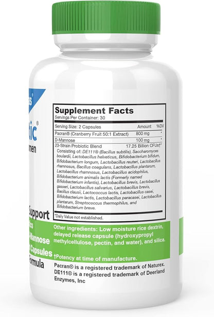 DrFormulas Cranberry Probiotics for Women Vaginal Health & Urinary Tract with Fiber Prebiotic & D Mannose | Nexabiotic Feminine Health, Vaginosis with Lactobacillus Acidophilus for Yeast, 60 Capsules