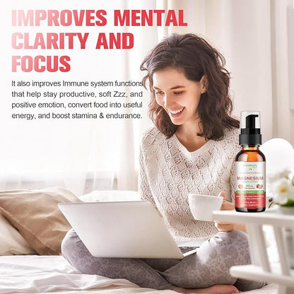 Magnesium Glycinate Liquid Spray 400mg - Magnesium Potassium Supplement with Magnesium Malate Vitamin D3k2, B6 for Calm Support, Muscle, Bone & Sleep Support 4 Fl Oz