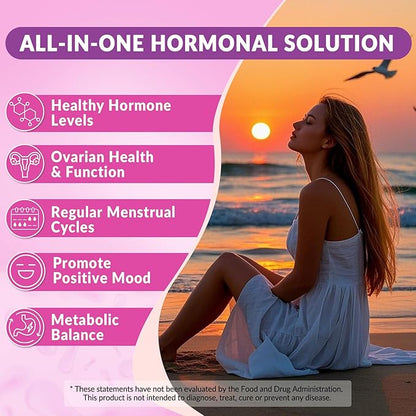 Sugar Free Inositol Gummies - Myo-Inositol & D-Chiro Inositol Supplement 2000mg + 50mg Plus Methylfolate, Vitamin D3, B12, Algae Omega 3, Magnesium & Zinc Support Hormone Balance for Women, 40:1 Ratio
