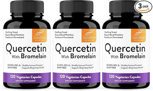 Sandhu's Bromelain with Quercetin Capsules for Men & Women | Supports Immunity, Bone Health and Quality Sleep | 360 Count