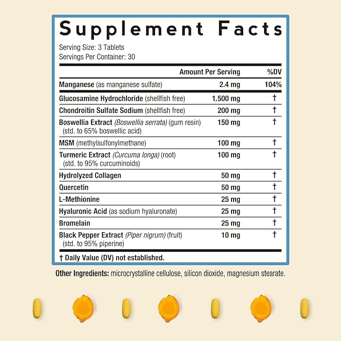 Doctor's Recipes Glucosamine Chondroitin MSM Turmeric Quercetin, Movement Support Supplement for Men & Women, with Black Pepper for High Absorption, Mobility & Flexibility, No Shellfish, 90 Tablets