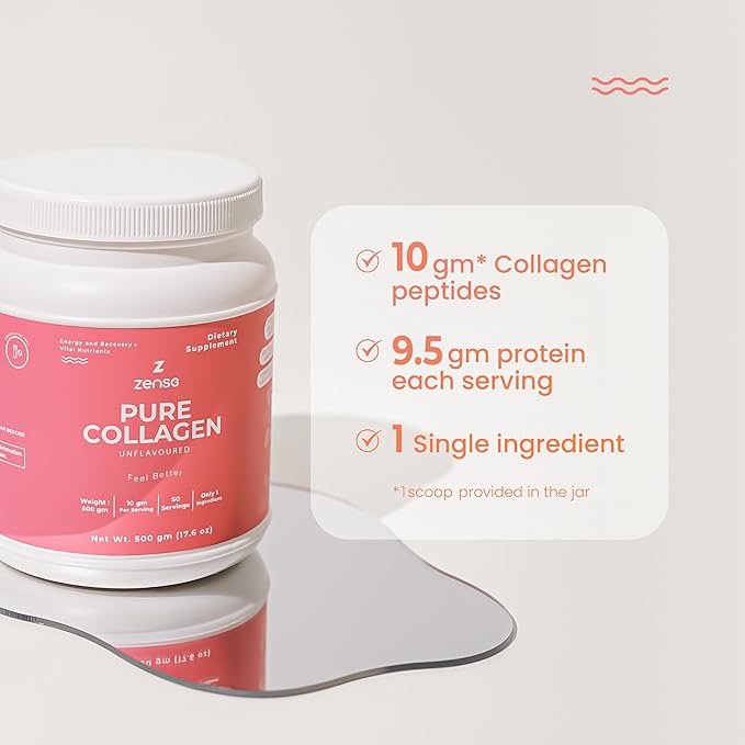 ZENSE Body & Brain Bundle Pure Collagen Powder (500gm) L-theanine Pure Powder (1,250servings) Natural, Free additive, Sugar Free, Soy Free, Filler Free, Tasteless & Odorless
