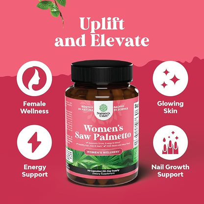 Extra Strength Saw Palmetto for Women 500mg - DHT Blocker for Women 30-Day Supply - Hair Vitamins for Hair Loss Supplement - Pure Saw Palmetto Extract Capsules with Maca Root & Biotin - 90 Capsules