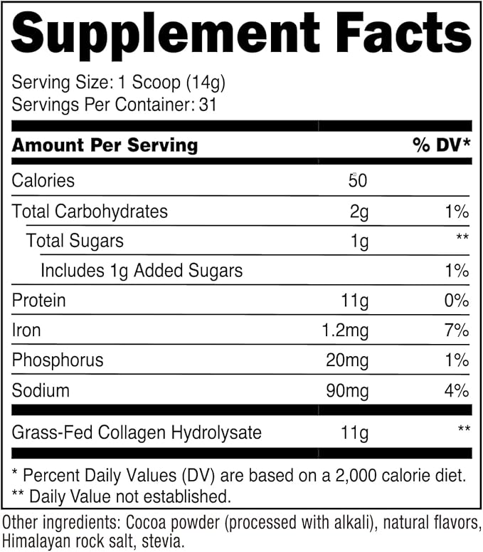 Nutricost Collagen Peptides Powder 1LB (454 G) (Chocolate) - Grass Fed Bovine Collagen Hydrolysate