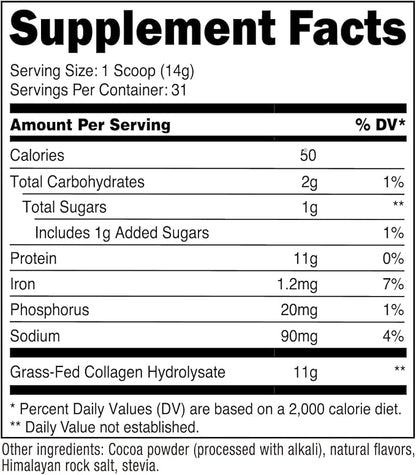 Nutricost Collagen Peptides Powder 1LB (454 G) (Chocolate) - Grass Fed Bovine Collagen Hydrolysate
