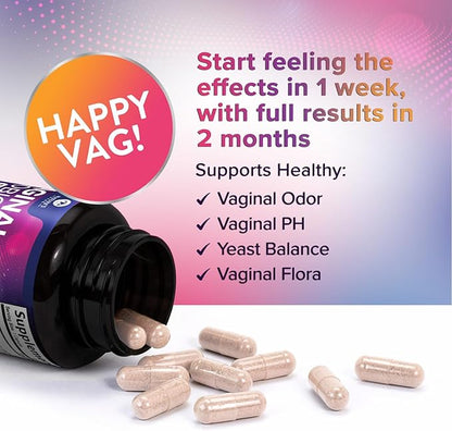 Vaginal Probiotics for Women pH Balance with Prebiotics, 50 Billion CFU, 10 Probiotic Strains, Cranberry, D-Mannose & XOS - Healthy Vaginal Odor & Flora, UT & Feminine Digestive Health - 60 Capsules