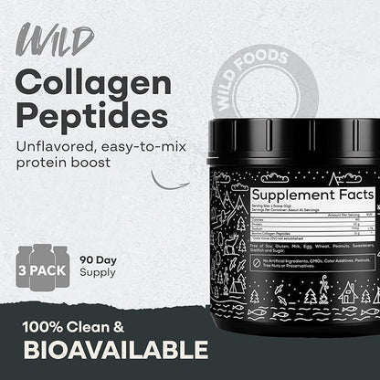Wild Foods Collagen Peptides Powder - 16Oz - Grass-Fed Protein for Skin and Joint Health - Flavorless Mix for Versatile Use - Grass-Fed, Non-GMO Collagen Supplement (Pack of 2)