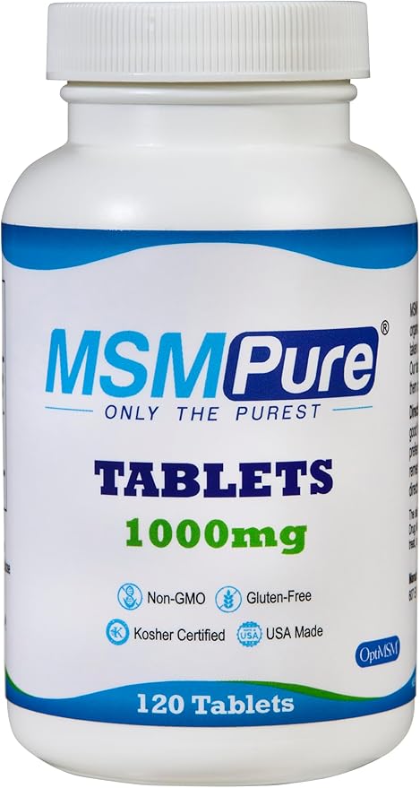 KALA HEALTH MSMPure MSM Tablets– 1,000 mg Organic Sulfur per Tablet for Joint Flexibility, Skin Appearance, Hair & Nail Support – 120 Count, USA Made MSM