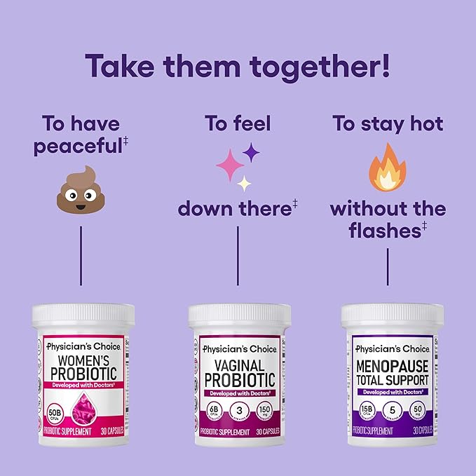 Physician's CHOICE Menopause Probiotic Supplement for Women - Supports Hormone Balance, Hot Flashes, Night Sweats, Weight Management, Bloating & Gut Health - with Black Cohosh, Resveratrol+ - 45ct