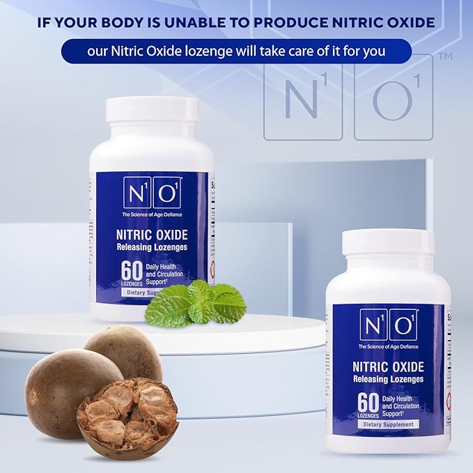 Nitric Oxide Lozenges for Heart Health Support - Dietary Supplement for Blood Flow, Oxygenation and Blood Pressure - 120 Count