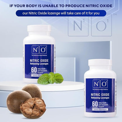 Nitric Oxide Lozenges for Heart Health Support - Dietary Supplement for Blood Flow, Oxygenation and Blood Pressure - 120 Count