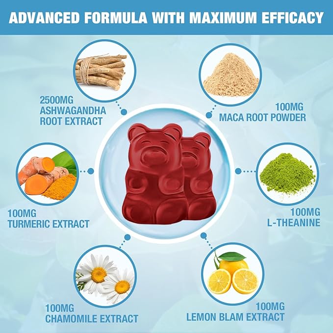 Ashwagandha Gummies for Women & Men - Immune Support & Increased Energy - Ashwagandha Supplements for Men & Women - Natural Strawberry Flavor (120 Count)