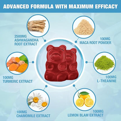 Ashwagandha Gummies for Women & Men - Immune Support & Increased Energy - Ashwagandha Supplements for Men & Women - Natural Strawberry Flavor (120 Count)