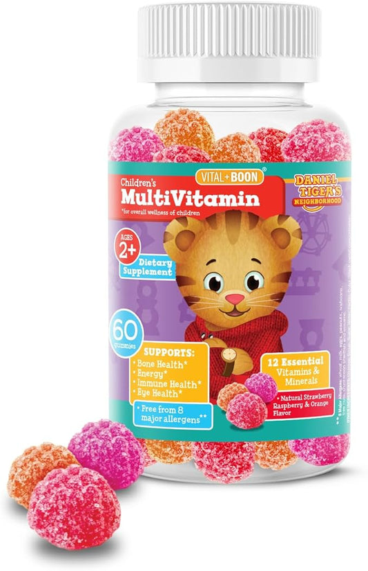 Daniel Tiger - Kids Multivitamin Gummies (60 Gummy Bottle) Toddler 2+ & Kids Vitamins - 12 Essential Vitamins & Minerals to Support Bone Health, Energy, Immune Health & Eye Health - Non GMO