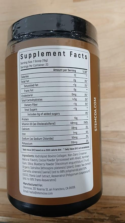 NCR1 - Natural Cellular Renewal & Rejuvenation, Salted Caramel Flavor, Hydrolyzed Bovine Collagen Powder with Cocoa & Resveratrol, Non-GMO, Gluten Free & Keto Diets