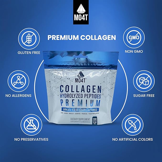100% Pure Collagen Peptides Powder - Unflavored Hydrolyzed from Grass Fed Bovine for Women & Men