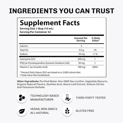 Aurora Nutrascience Mega-Liposomal CoQ10, PQQ & Vitamin C, Energy and Cellular Support, Gluten Free, Non-GMO, Sugar Free, Strawberry, 32 Servings, 16 fl oz