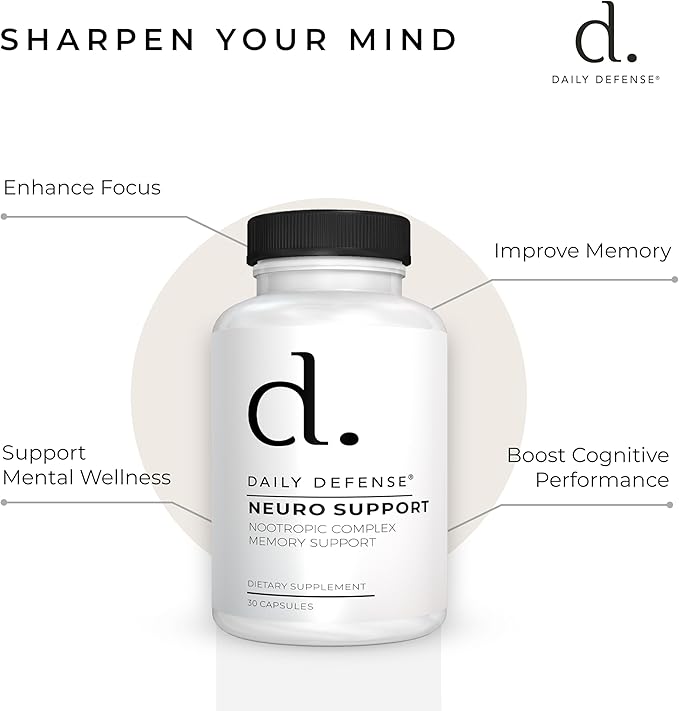 Nootropics Brain Support Supplement - 30 Capsules - Focus & Memory Supplement for Brain with Bacopa Monnieri, Huperzia Serrata, St. John's Wort & Ginkgo Biloba - Neuro Support