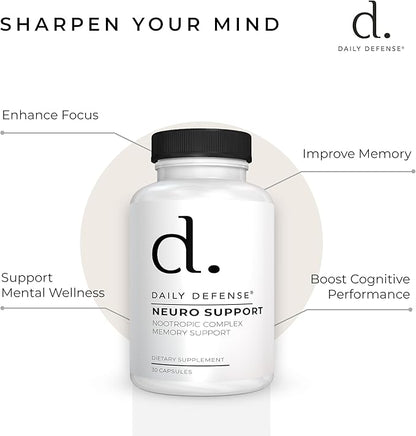 Nootropics Brain Support Supplement - 30 Capsules - Focus & Memory Supplement for Brain with Bacopa Monnieri, Huperzia Serrata, St. John's Wort & Ginkgo Biloba - Neuro Support